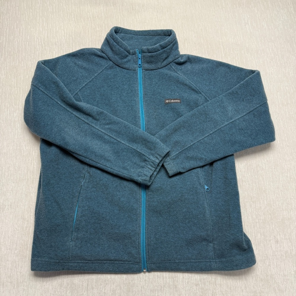 Columbia Benton Springs Fleece Jacket Womens 2X Teal Blue Full Zip Cozy Casual